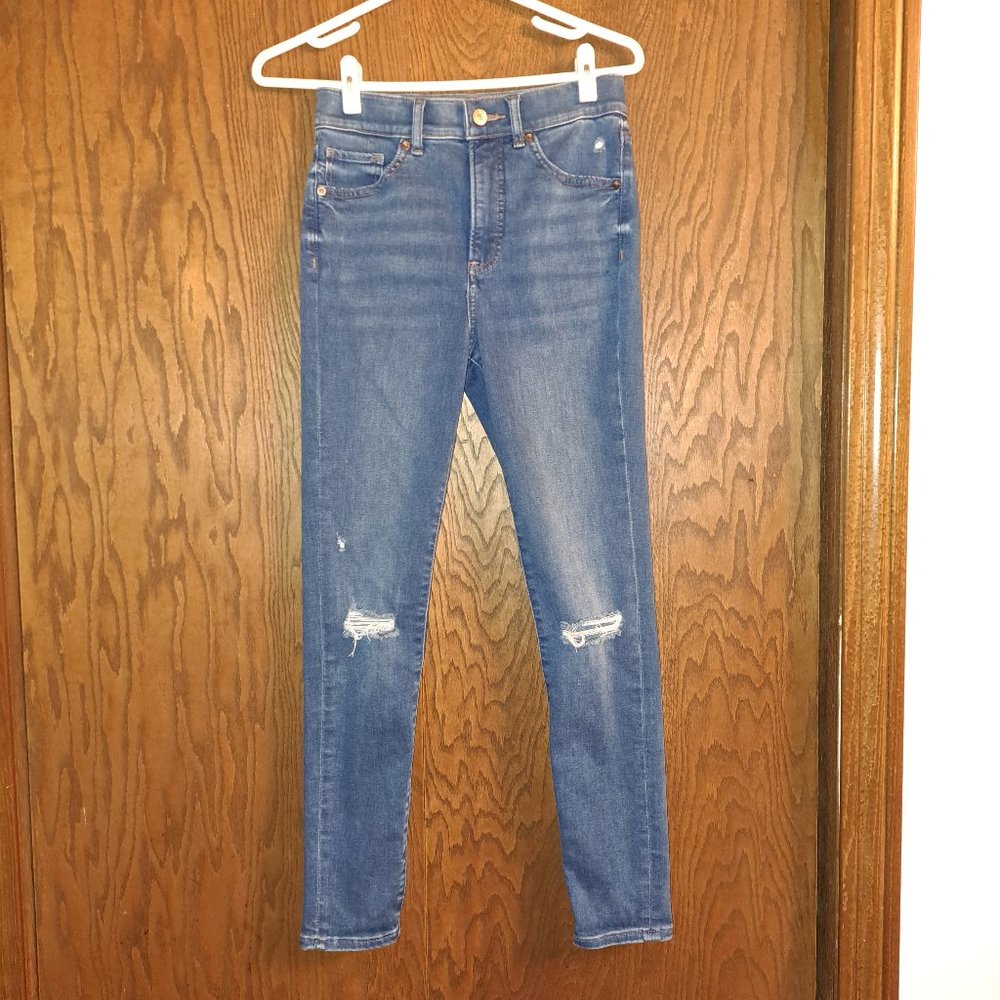 Express Skinny High Rise Distressed Jeans size 2R